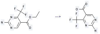5-Pyrimidinecarboxylicacid, 2-amino-4-(trifluoromethyl)-, ethyl ester can be used to produce 2-amino-4-trifluoromethyl-pyrimidine-5-carboxylic acid by heating