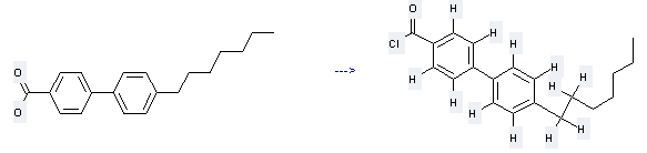 The 4-Heptyl-4'-biphenylcarbonyl chloride could be obtained by the reactant of [1,1'-Biphenyl]-4-carboxylicacid, 4'-heptyl-. 