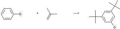 Phenol, 3, 5-bis(1, 1-dimethylethyl)- can be obtained by 2-Methyl-propene and Phenol.