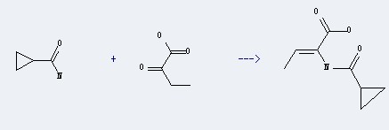 The Cyclopropanecarboxamide can be used to produce 2-(cyclopropanecarbonyl-amino)-but-2-enoic acid with 2-oxo-butyric acid at heating