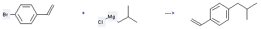 The Magnesium,chloro(2-methylpropyl)- can react with 1-Bromo-4-vinyl-benzene to get p-Isobutylstyrene