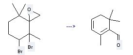 The 1,3-Cyclohexadiene-1-carboxaldehyde,2,6,6-trimethyl- can be prepared by 4,5-dibromo-4,8,8-trimethyl-1-oxa-spiro[2.5]octane at the temperature of 105 °C.