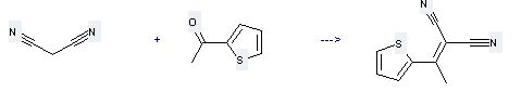 this chemical can be prepared by 1-thiophen-2-yl-ethanone; malononitrile