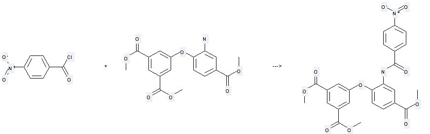 5-[4-methoxycarbonyl-2-(4-nitro-benzoylamino)-phenoxy]-isophthalic acid dimethyl ester can be obtained by 4-nitro-benzoyl chloride and 5-(2-amino-4-methoxycarbonyl-phenoxy)-isophthalic acid dimethyl ester.